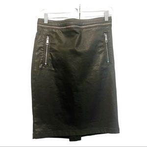 Burberry Brit Conscious Faux Leather Coated Exposed Zipper Skirt Size 8 or EU 42